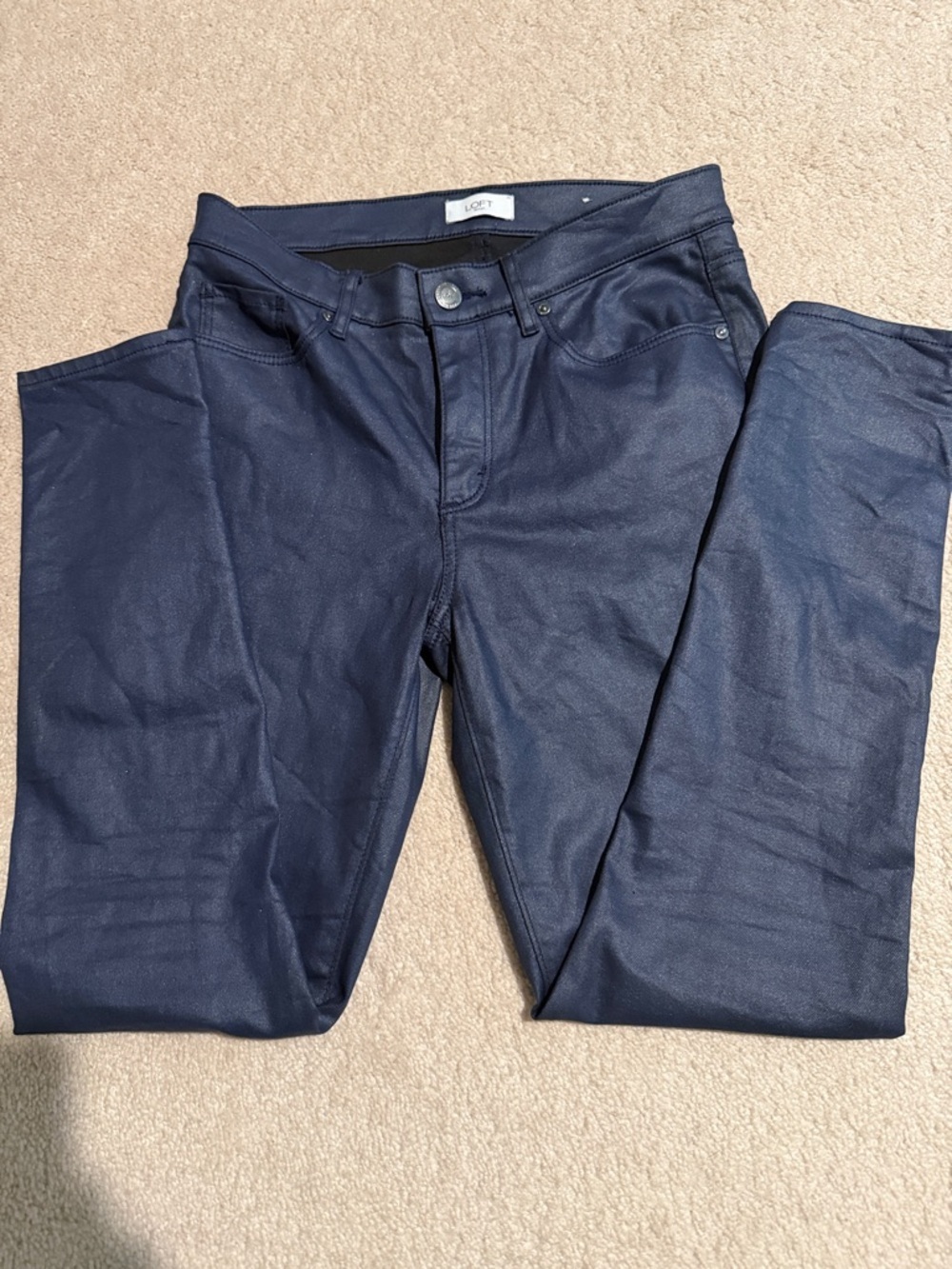 LOFT Navy Coated Skinny Jeans - Picture 2 of 9